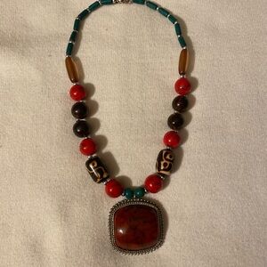 Artisan Red and Brown Beaded Necklace